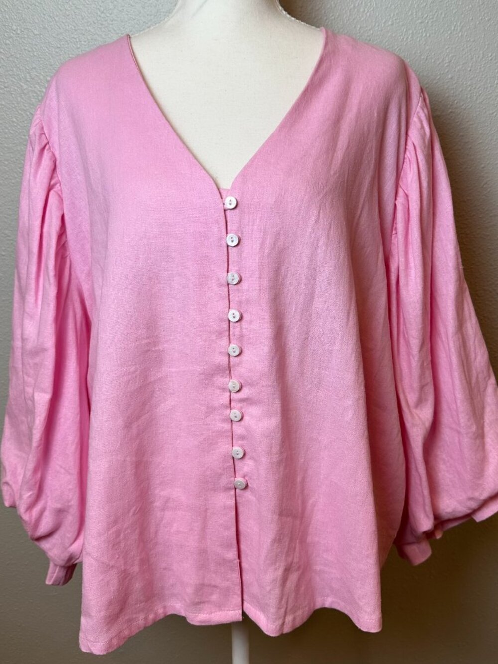 Karen Kane Pink Layered Sleeve Shirred Blouse XL Coquette Coastal Cottagecore